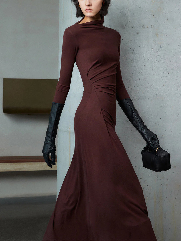 Aurelle's DARK ENIGMA DRAPED MAXI DRESS