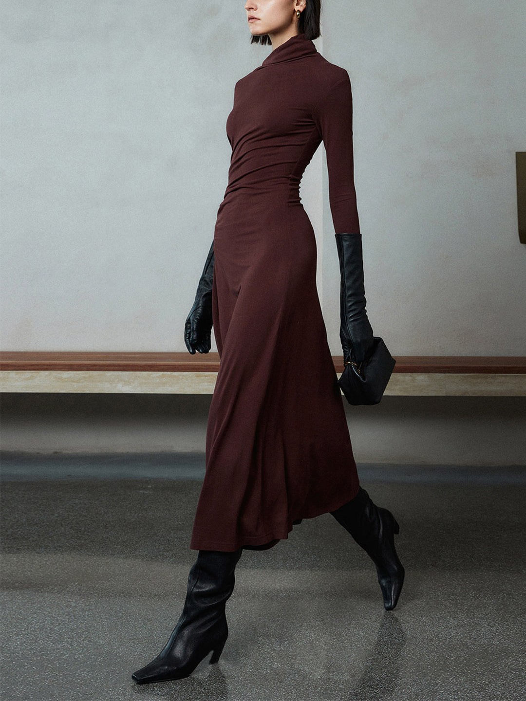 Aurelle's DARK ENIGMA DRAPED MAXI DRESS