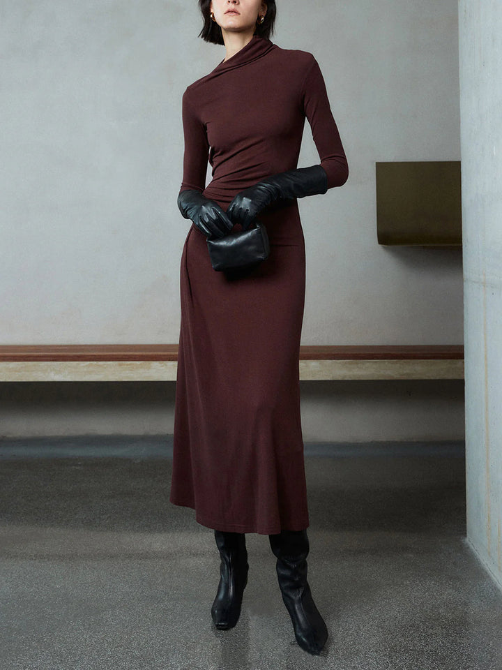 Aurelle's DARK ENIGMA DRAPED MAXI DRESS